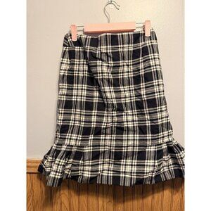 Brooks Brothers 346 Womens Plaid White And Black Pleated Pencil Skirt Size 6
